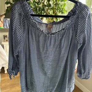 💙🤍💙 Chico's Navy and White Striped Blouse